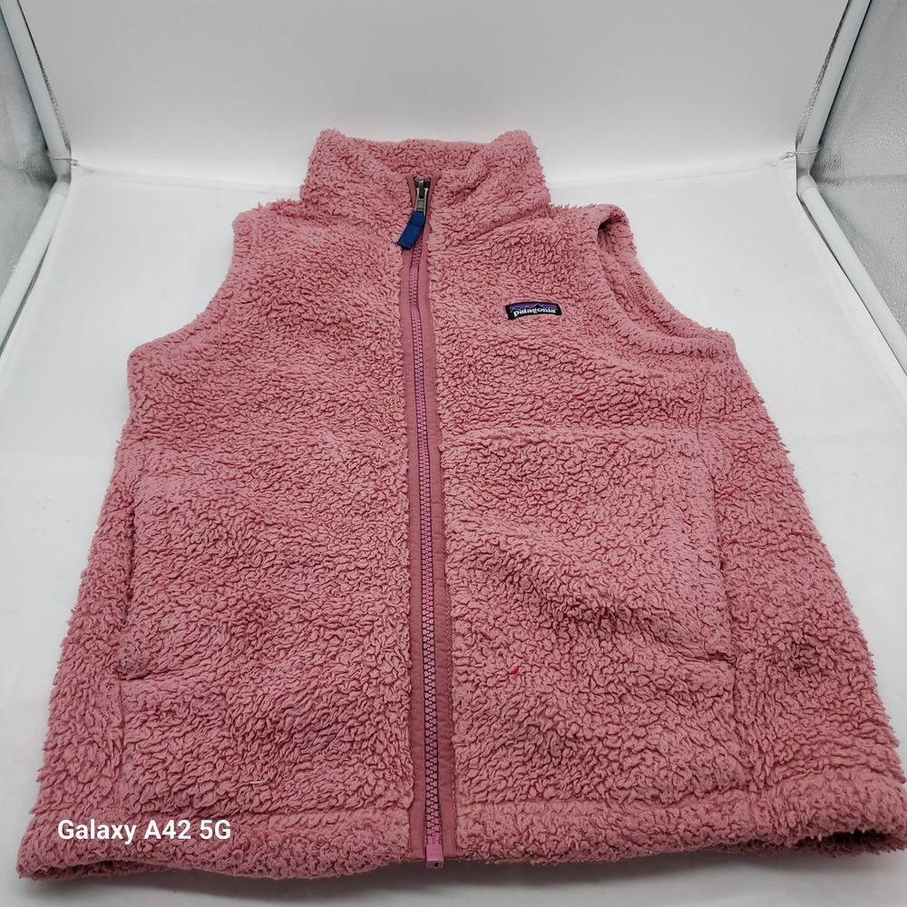 Patagonia Fleece Vest Pink Girls‎ Size L 12 Kids Sherpa Fuzzy Zip Up